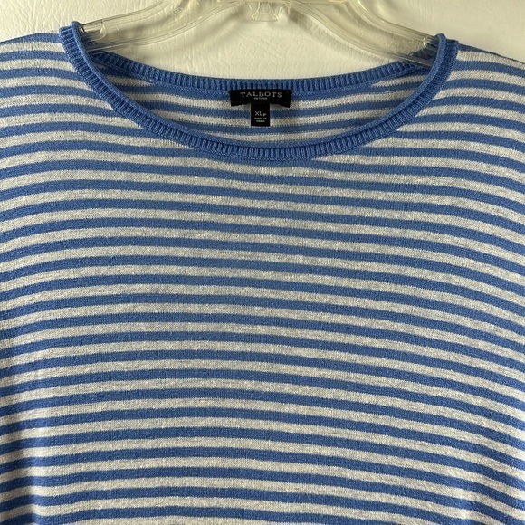 Talbots Linen/Viscose Long Sleeve Striped Pull Over Top, XL - Picture 2 of 7